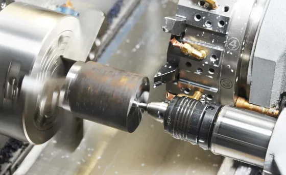 CNC turning machine in operation